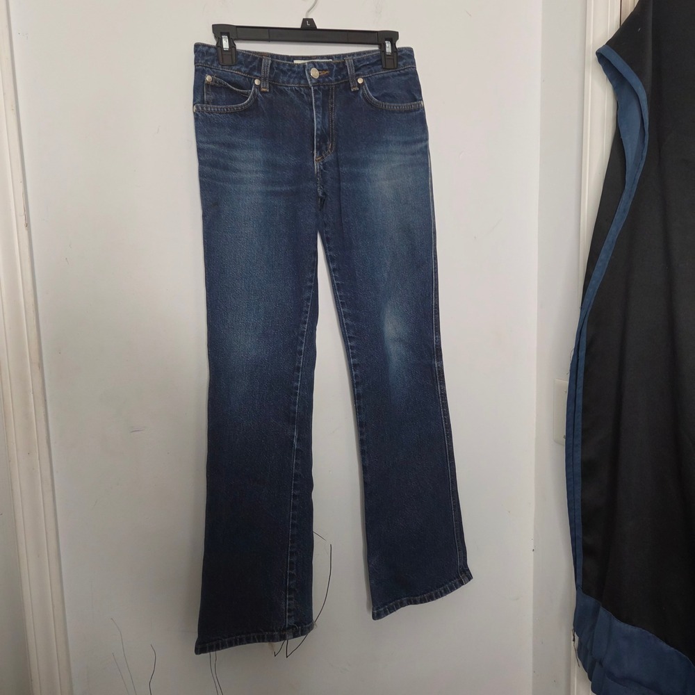 Blue Asphalt Vintage Flare Jeans Womens 5 Dark Wash Denim Made in USA Distressed